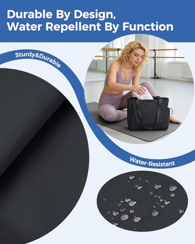 sportsnew Gym Bag for Women, 19L Yoga Mat Bag with Shoe Compartment & Wet Dry Pocket, Gym Tote Bag with Hook-and-loop Yoga Mat Holder, Quick Access Storage, for Workout Travel Pilates Dance