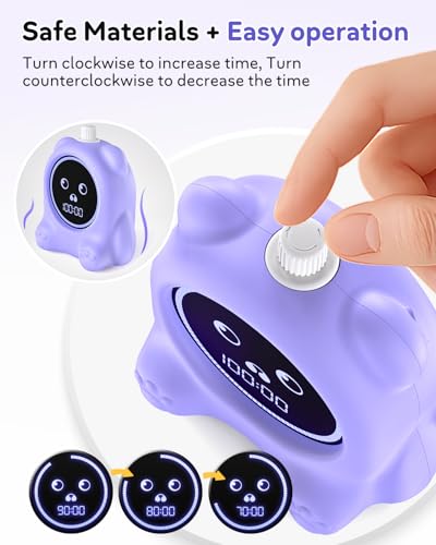 Visual Timer for Kids, 100 Min Digital Timer with Paused, Rechargeable Countdown/Up Timers, 3 Alarm, Silent, Vibrate & Sound Mod, Productivity Timers for ADHD, Classroom, Teacher, Exercise, Study - color: Purple