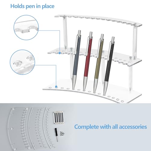 30-Slot Acrylic Pen Holder & 2 Tier Detachable Display Stand for Pens | Makeup Brush Organizer Holder,Pencils & Brushes Display Holder