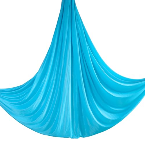 Aerial Yoga Hammock L:5M W:2.8M 5.5 Yards Aerial Pilates Silk Yoga Swing Set with 2000 Ibs Load Include Daisy Chain, Pose Guide - color: Sky Blue
