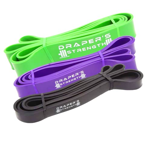 Draper's Strength Heavy Duty Resistance Stretch Loop Bands for Powerlifting Workout Exercise and Assisted Pull Ups - color: #10 3 Band Set Black-Green