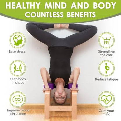 BODY RHYTHM Yoga Headstand Bench, Yoga Inversion Chair, Headstand Trainer for Relieve Stress, Improve Sleep & Digestion and Strength Training, Ideal for Home Workout, Fitness and Gym - color: Classic Purple