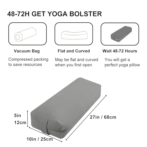 Rectangular Yoga Bolster Pillow for Restorative Yoga - color: Gray