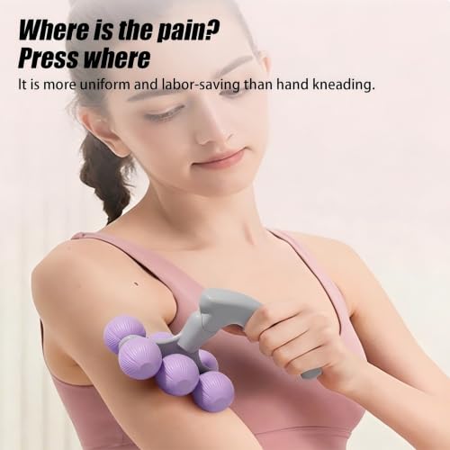 6-Wheel Handheld Massage Roller for Muscle Pain Relief (Purple) - color: Purple