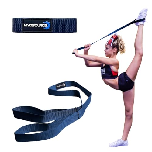 Myosource Kinetic Bands Cheerleading Flexibility Stunt Strap - Improve Stretching and Stunts for Cheer Dance Gymnastics & Physical Therapy – Stocking Stuffers Present for Kids Girls Adults - 12 Colors - color: Navy