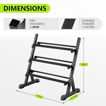 Grefinity 3 Tier Dumbbell Rack, Weight Rack for Home Gym, Stand Only