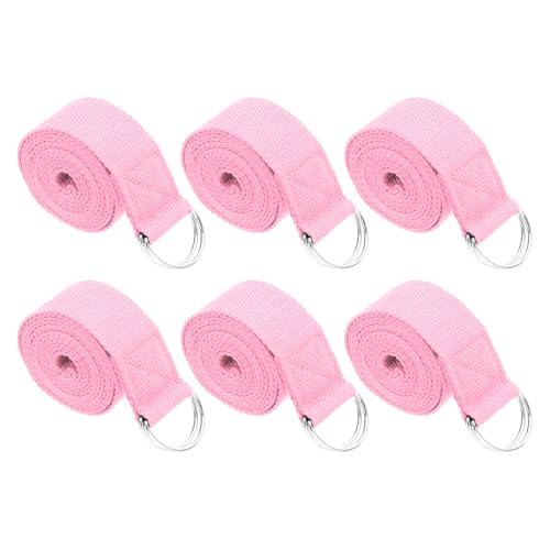 PATIKIL Yoga Strap for Stretching Cotton Yoga Belt with Adjustable Metal D-Ring Buckle Stretch Bands for Fitness Pilates - color: Pink, size: 6 Feet