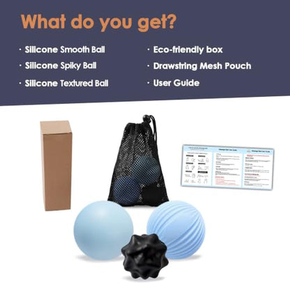Silicone Lacrosse Ball Set for Deep Tissue & Trigger Points | Foot Massage Balls for Myofascial Release, Muscle Knots & Plantar Fasciitis - style: Silicone Smooth Lacrosse Ball Set