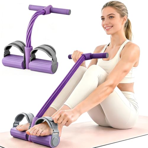 Adjustable Ankle Strap Bands Resistance with Handles, Upgraded 6 Tube Pedal Resistant Band, Natural Rubber Foot Pedal, Fits All Foot Sizes, Fitness Resistance Band for Abs, Waist, Arms and Legs