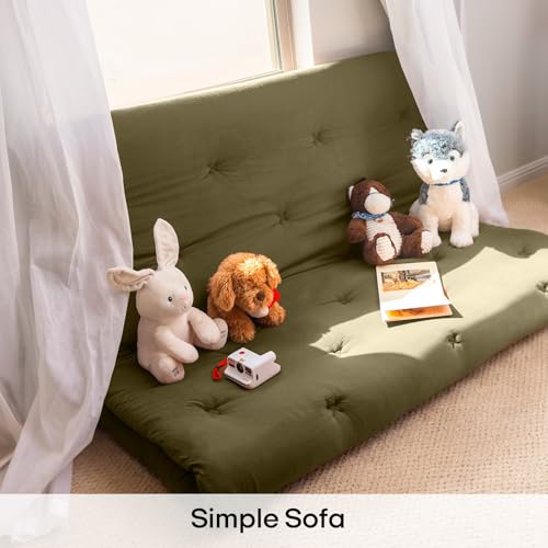 ZonLi Japanese Floor Mattress, 100% Cotton Cover Foldable Futon Mattress - color: Winter Moss, size: Full(75"L x 54"W x 2.5"Th)