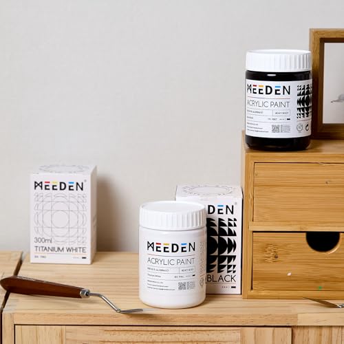 MEEDEN Titanium White Acrylic Paint: 300ml /10oz Heavy Body Gloss Finish | Thick Art Paints for Professional Artists Painting on Canvas - color: Titanium White - 300ml
