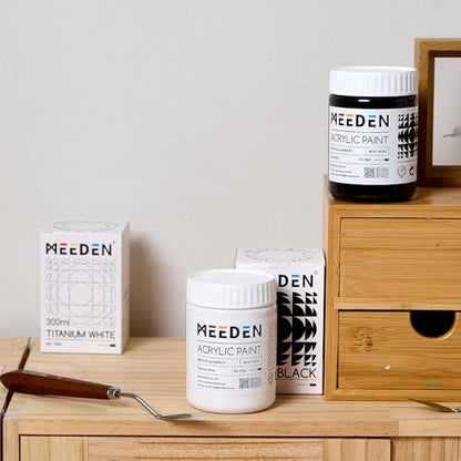 MEEDEN Titanium White Acrylic Paint: 300ml /10oz Heavy Body Gloss Finish | Thick Art Paints for Professional Artists Painting on Canvas - color: Titanium White - 300ml