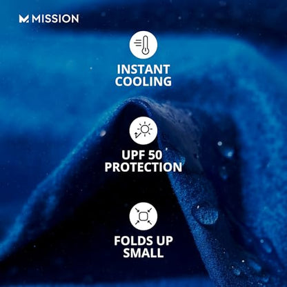 MISSION Max Plus Cooling Towel- Soft, Durable Microfiber - Cools Up to 3 Hours - UPF 50 Sun Protection - Machine Washable - color: Blue Bell