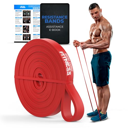 Pull Up Assistance Resistance Bands - Long Loop Power Bands for Men and Women - Strength Power Flexibility Training at Home & Gym - Ebooks & Workout Chart Included by Iron Core Fitness - color: #5 Red, Light