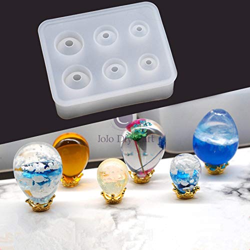 Eggs Ball Silicone Resin Molds for Jewelry Keychain, Epoxy Resin Ball Spheroid Necklace Stone Mold, Mini Orbs Pendant Casting Silicon Mold for UV Resin Crafts, DIY Easter Eggs Planet Jewelry Making - size: Eggs Ball Mold