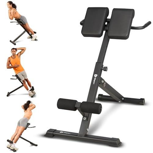 Lifepro SculptTrainer Roman Chair – 20+ Exercises, Foldable, 330 lb Cap | Hyperextension, hip thrusts, sit-ups & back extensions, 10 height positions, padded seat + dual rollers, alloy steel - color: Black, size: Medium
