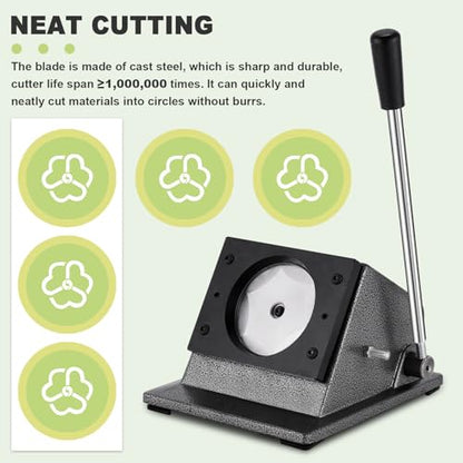 2. 618" Circle Cutter Punch Graphic Punch Die Cutter Button Paper Cutter Paper Cutter for Buttons, Compatible with Tecre 2 1/4" Pin Badge Button Maker Badge Punch Press - size: for 57mm Buttons
