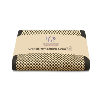 LFH Home Handmade Straw Yoga Mat For Exercise, Workout, Fitness - Perfect Heavy Quality Eco Friendly Natural Straw Reversible Yoga Mat for Men & Women - 72x24 Inch - color: Black