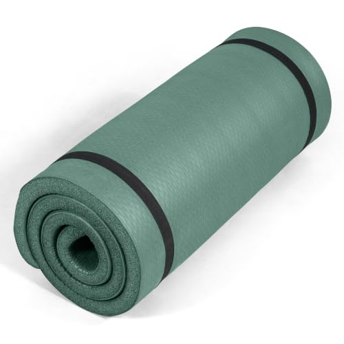 Tone Fitness 1-Inch Thick Yoga Mat | High-Density, Non-slip Exercise Mat with Carrying Strap for Yoga, Pilates, & Home Gym Workouts | Multiple Options - color: Teal, style: Diamond
