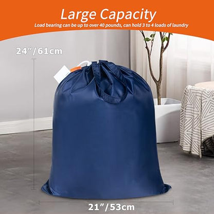 Polecasa Extra Heavy-Duty Laundry Bag with Handles, Navy, 21x24” - color: Navy, size: 21" x 24" | 1 Pack