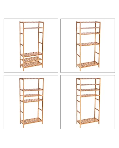 SONGMICS 5-Tier Bamboo Shelf, Freestanding Bathroom Storage Rack - color: Light Bamboo, size: 5 Tiers (10.2"D x 23.6"W x 51.2"H)
