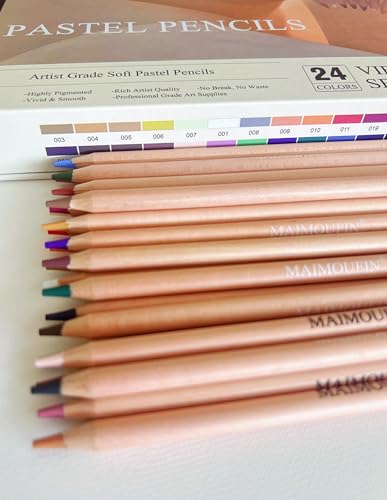 12-Pack Earth Tone Square Soft Pastels&24 Colors Soft Pastel Pencils