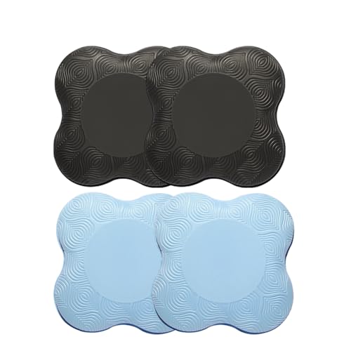 2 Pack Yoga Knee Pads Mat Set - Extra Thick Foam Kneeling Pad Cushion for Knees, Elbows, Wrists, Head - Yoga Essentials for Women Men, Non-Slip Pilates, Meditation, Floor Workouts - color: 4pcs-black+blue