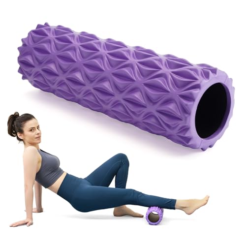 Foam Roller, 15 inch High Density Massage Roller for Exercise | Deep Tissue Massager for Muscle Massage, Myofascial Trigger Point Release, Exercise, Yoga, Pilates & Stretching, Purple - color: Purple