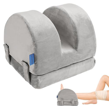 Adjustable Height Knee Replacement Pillow for Recovery - Leg Elevation Pillow with Firm Foam for Post-Surgery Sleeping, Hip & Ankle Pain Relief & Swelling Reduction (Grey) - size: 2-in-1 Layered