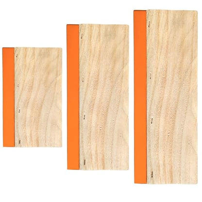 3 Pieces Screen Printing Squeegees - 3 Sizes (5.9/9.4/13.7 Inch) 75 Durometer Rubber Blade Wooden Handle, Suitable for Graphic/Textile Hand & Machine Printing