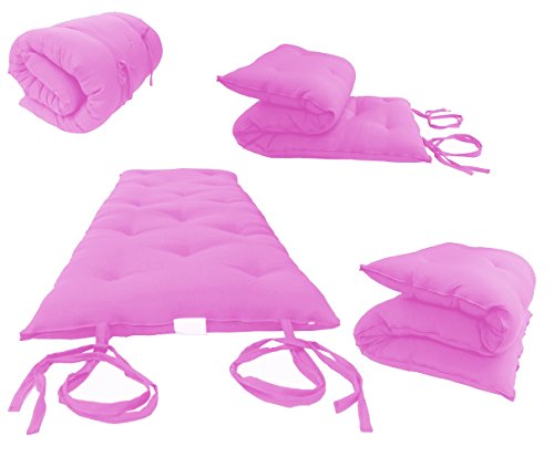 Twin Size Traditional Japanese Floor Futon Mattresses, Tatami Foldable Cushion Mats, Yoga, Meditaion 80 x 39 x 3 (Pink) - color: Pink