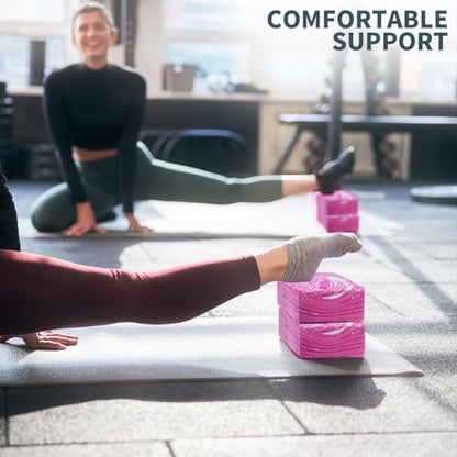 2-Pack Yoga Blocks, High-Density 9"x6"x3" Yoga Brick Foam Blocks Non-Slip EVA Foam Block Yoga Props Accessories for Yoga Pilates Stretching and Meditation - color: Camo Pink