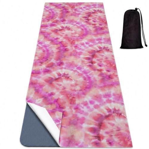 Yoga Mat Towel, Hot Yoga Non Slip with 4 Corner Pockets, 70 x 26 in | Soft Absorbent Microfiber With Four Corner Pockets, Fits Over Yoga Mats For Hot Yoga, Pilates, Gym, And Travel - color: Tie Dye-02, size: Small
