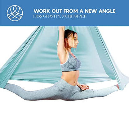 Aerial Yoga Hammock Swing, 4.5 Yards, Aerial Silks with Hardware - color: Light-Blue, size: 4.5 yards