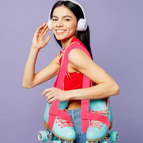 Roller Skate Leash - Adjustable Ski Boots Carrier Strap Use for Ski Boots & Snowboard Boots - color: Pink