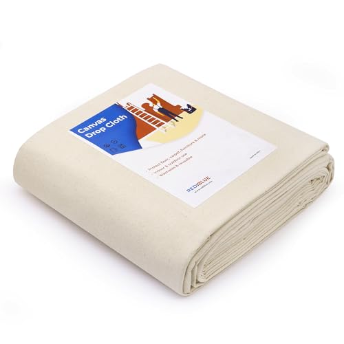 REDIBLUE Canvas Drop Cloth for Painting - Washable, Durable, Highly Absorbent Seamless Cotton Fabric, Multipurpose Protection for Floor, Carpet, Furniture, Indoor, Outdoor Use, 8oz, 4x15 ft - size: 4 x 15 Feet (Pack of 1)