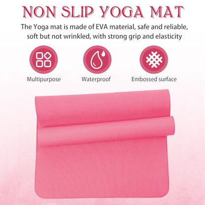 LEIFIDE 10 Pack Yoga Mat Bulk 68'' x 24'' x 4mm Thick Yoga Mat - color: Pink,Blue