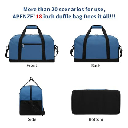 Apenze Small Gym Bag 18 inch Carry On Duffel Bag for Weekender Travel - Blue - color: Blue, size: 18inch