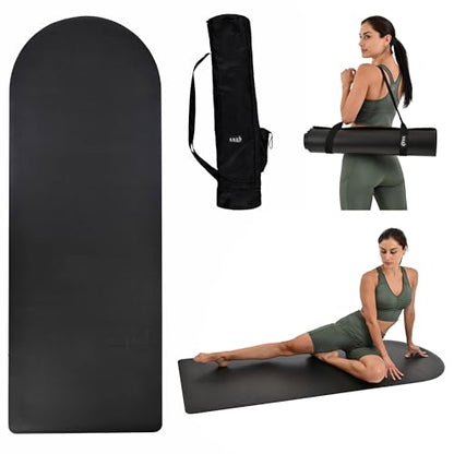Yoga Mat 5mm Thick – Non Slip Exercise Workout Pad, PU Natural Rubber Grip, Extra Large 183x68 cm, Pilates Fitness Training, Includes Strap & Carry Bag - color: Arch Black
