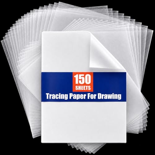 PSLER 150PCS Transfer Tracing Paper - Translucent Trace Paper for Drawing | Use with Tracing Paper, Transparent Paper for Pencil, Ink, Markers, Artist Lettering, Sketching, Sewing Patterns, A4