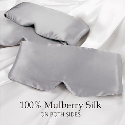 Zenssia 100% Mulberry Silk Sleep Mask Eye Mask for Men & Women, Silvergrey - color: Silvergrey
