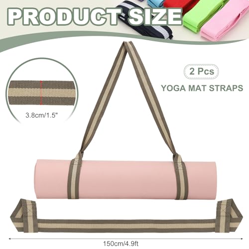 Yoga Mat Straps for Carrying, Adjustable Exercise Mat Sling Holder Multi Purpose Mats Carrier - color: Khaki/Brown