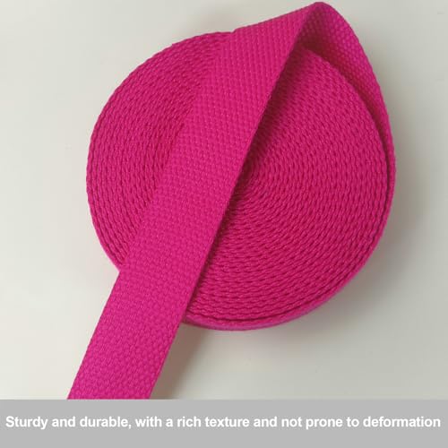 Heavy‑Duty Cotton Webbing Strap 1''x6yds Rose for Bags | 2mm thick webbing for dog collars, backpack, bag handles, apron straps, slings, sewing repairs & DIY craft projects. - color: Rose