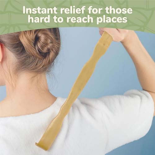 BambooMN 17 Inch Bamboo Wooden Back Scratcher Smooth Massage Roller Handle for Itching Stress Relief, 2 Units - color: 17" Backscratcher Smooth, size: 2 Units