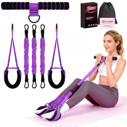 Pedal Resistance Band with Handle, Upgraded 6-Tube Exercise Bands - color: Upgraded Purple