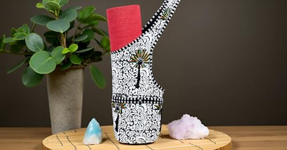 INDIAN CRAFT CASTLE Yoga Mat Bag | Tote Mat Bag | Sling Yoga Tote w/Large Side Pocket & Zipper Pocket | Yoga Mat Carrier Fits Most Size Mats - color: White & Grey
