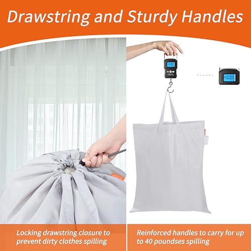 Polecasa Extra Heavy-Duty Laundry Bag with Handles, Silver, 21x24” - color: Silver, size: 21" x 24" | 1 Pack