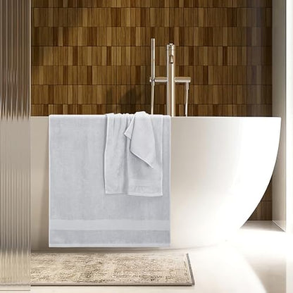 Belizzi Home 8 Piece Towel Set 100% Ring Spun Cotton, 2 Bath Towels 27x54, 2 Hand Towels 16x28 and 4 Washcloths 13x13 - Ultra Soft Highly Absorbent Machine Washable Hotel Spa Quality - Light Grey - color: Light Grey, size: 8 Piece Towel Set
