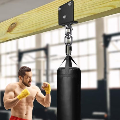 BeneLabel Heavy Bag Hanger for Punching Bag Beam Mount Hardware 360° Rotation Boxing Bag Ceiling Mount I-Beam Hanger for Hanging Heavy Punching Bags Wall Hangers - color: 360° Closed Connection Clasps with Carabiner