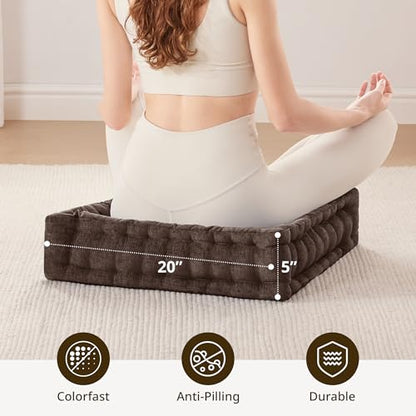 Intelligent Design Floor Pillow Large Meditation Cushion, 20x20 Brown - color: Brown